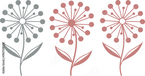 Simple floral in gray and pink hues floral flowers plants