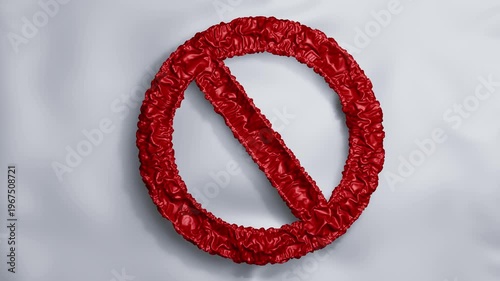 3D deflating restriction sign silky ripple fluid background  