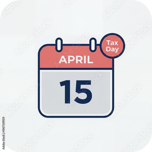 Calendar page showing april 15 with a red circle labeled tax day deadline