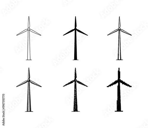 Tall wind turbine with three long blades on a slender tower, generating renewable electricity from moving air | Create ONE image