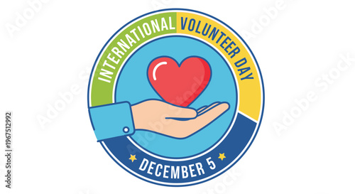 International Volunteer Day logo with heart.
