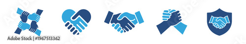Partnership & Teamwork Icon Set, Collaboration and Agreement Symbols, handshake icons , Vector Illustration