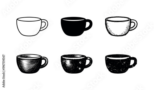 Espresso cup with small handle and rounded shape, created for serving concentrated coffee drinks | Create ONE image containing