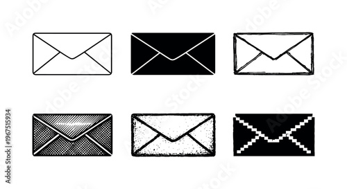 Classic envelope letter with triangular flap and rectangular body, used to send written messages and documents by mail | Create