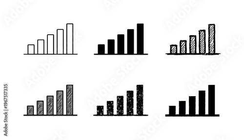 Minimal analytics bar chart with evenly spaced upright bars and horizontal baseline, symbolizing statistics and reports | Create