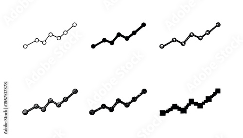 Upward trending line chart with connected data points along a horizontal axis, used to show change over time visually | Create