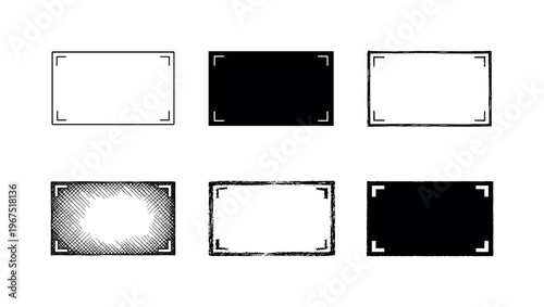 Rectangular passport photo frame with simple border and small corner crop marks, used to position an identification picture |