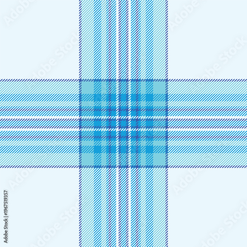 Printout seamless textile background, fashion fabric texture check. Event pattern vector plaid tartan in cyan and light colors.
