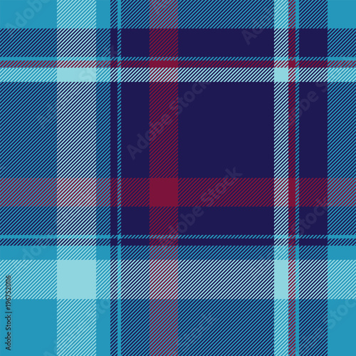 Hanukkah check vector seamless, skirt fabric textile background. Sky pattern texture plaid tartan in cyan and indigo colors.