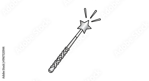 A minimalist vector illustration of a magic wand with a star on top