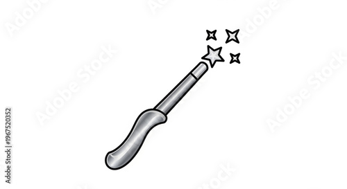 A minimalist vector illustration of a magic wand with sparkling stars