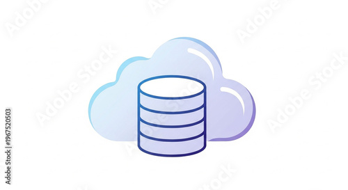 A vector graphic illustration of a cloud database storage icon design