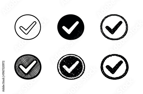 Round approval badge with centered check mark, emblem used to indicate verified quality and successful validation | Create ONE