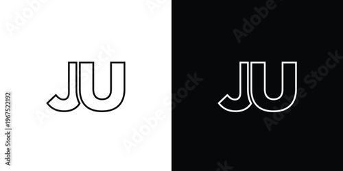 Letter J and U, JU logo design template. Minimal monogram initial based logotype.