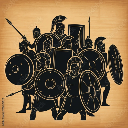 Ancient Warriors with Shields and Spears.