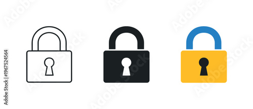 Identity verification concept illustrated by matching padlock with keyhole icons aligned horizontally with identical shackle
