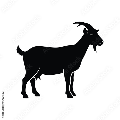 Goat glyph black icon farm animal silhouette vector