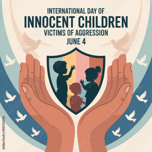 International day of innocent children victims of aggression awareness poster Vector, illustration