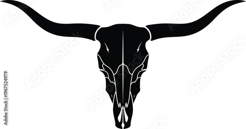 Longhorn Skull Head Western Cowboy Silhouette Symbol Illustration