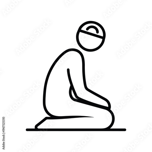 Offering prayer line black icon islamic worship vector