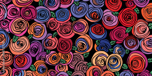 Summer background with roses flowers. Nature concept design. Modern floral composition. Vector illustration for poster, invitation, greeting card. Botanical style roses frame. Copy space.