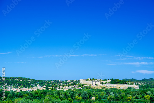 Panoramic View of Fort Saint‑André Across the Rhône River in Avignon