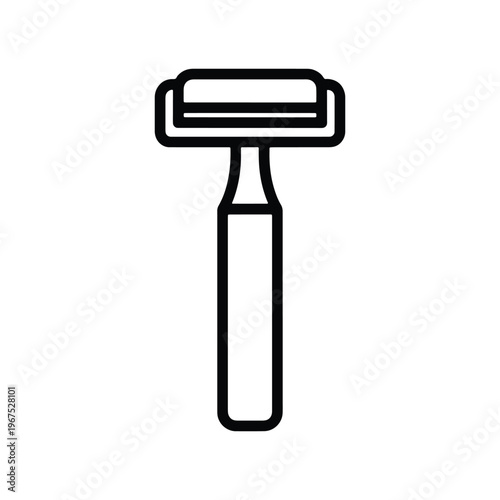 Shaving blade line black icon razor grooming tool vector