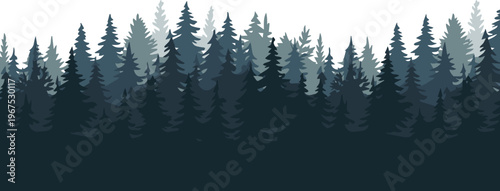 forest minimalist conifer silhouettes with atmospheric fog layers