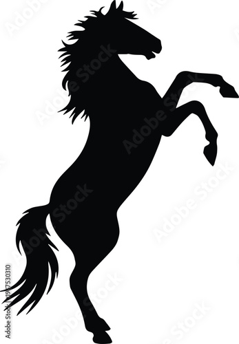 horse jumping rearing equestrian emblem wild mane tail movement vectors