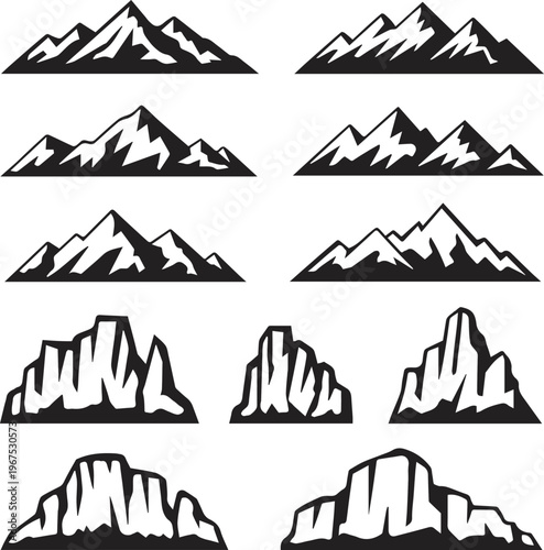 mountain logo elements jagged peak shapes for branding and design uses