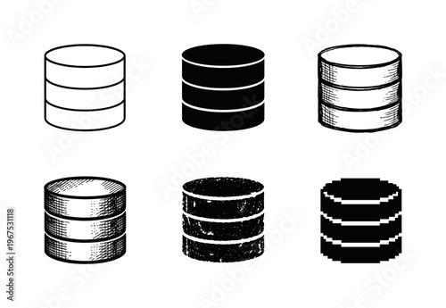 Enterprise database server cylinder graphic symbolizing centralized information storage and retrieval | Create ONE image