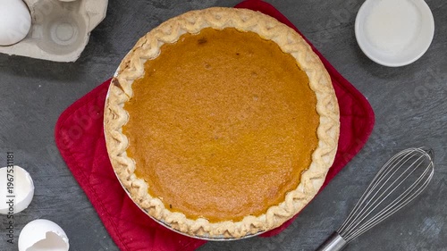 Rotating Freshly Baked Pumpkin Pie