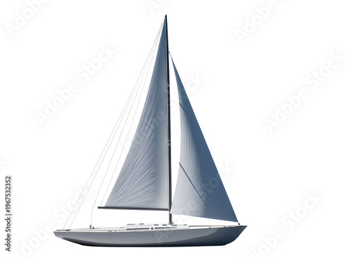 Foto Isolated sleek modern grey sailboat with two sails, luxury yacht for ocean leisu