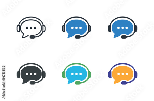 Visual metaphor depicting client assistance messaging as a rounded comment icon integrated with a support microphone element,