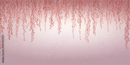 Snow covered tree branches with winter snowflakes in a festive Christmas holiday design illustration