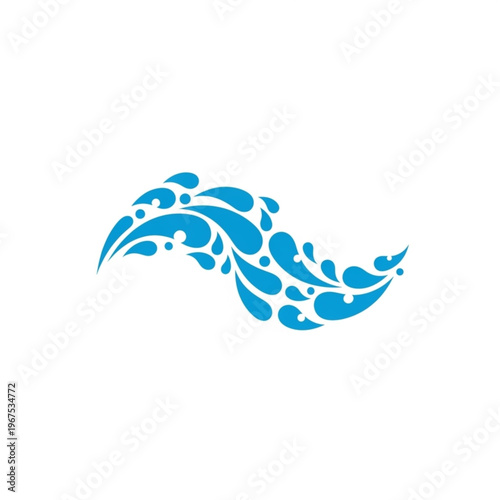 Blue Wave Design Element with Curves.