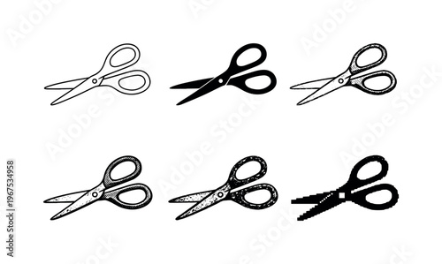 Office scissors with sharp blades and rounded handles designed for cutting documents and craft paper | Create ONE image