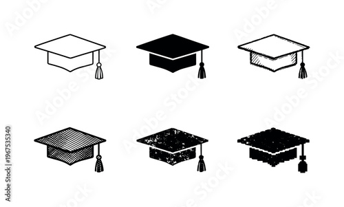 Student commencement cap with tassel detail representing academic success and certification | Create ONE image containing EXACTLY