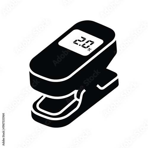 Oxygen saturation SpO2 device icon black silhouette