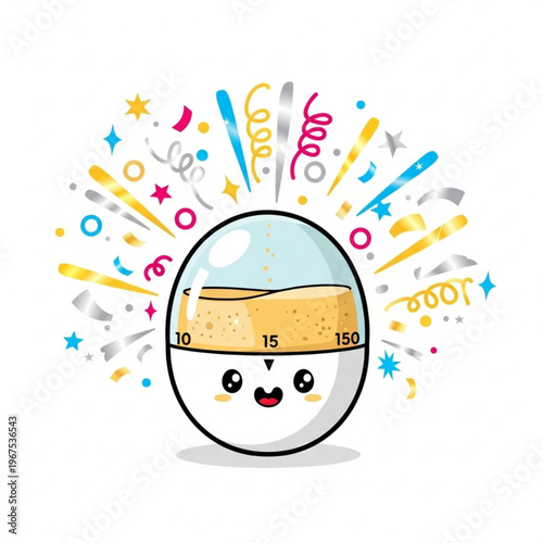 Cartoon thermometer character with smiling face.