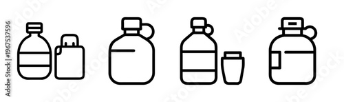 Water bottle and canteen icons for travel and hydration.