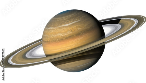 Bild auf Leinwand Gas giant planet Saturn with prominent rings, isolated on transparent background