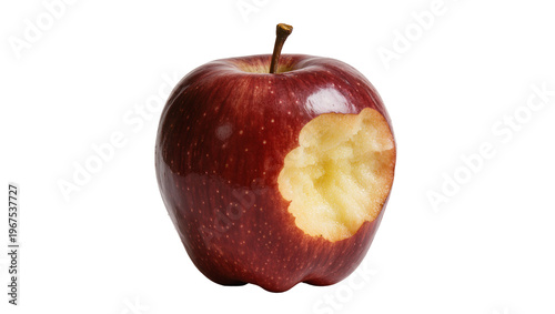 Konstfotografi Bitten red apple with visible yellow flesh, isolated on transparent background