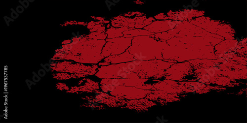 Deep red textured paint stroke on black background. Abstract crimson brush effect with gritty grunge aesthetic.