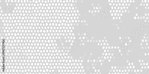 Minimalist white and grey abstract halftone dot pattern background with organic hand drawn texture and seamless feel
