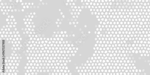 Minimalist white and grey abstract halftone dot pattern background with organic hand drawn texture and seamless feel