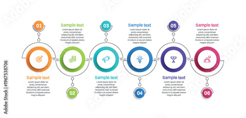 Business vector infographic design template with icons and 6 options or steps