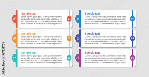 Business vector infographic design template with icons and 6 options or steps