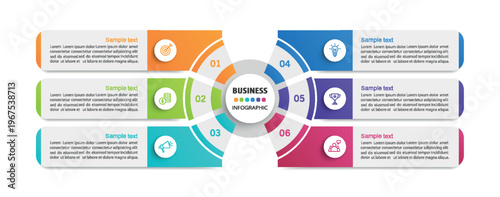 Business vector infographic design template with icons and 6 options or steps