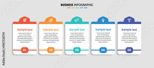 Business infographic design template with 5 options, steps or processes